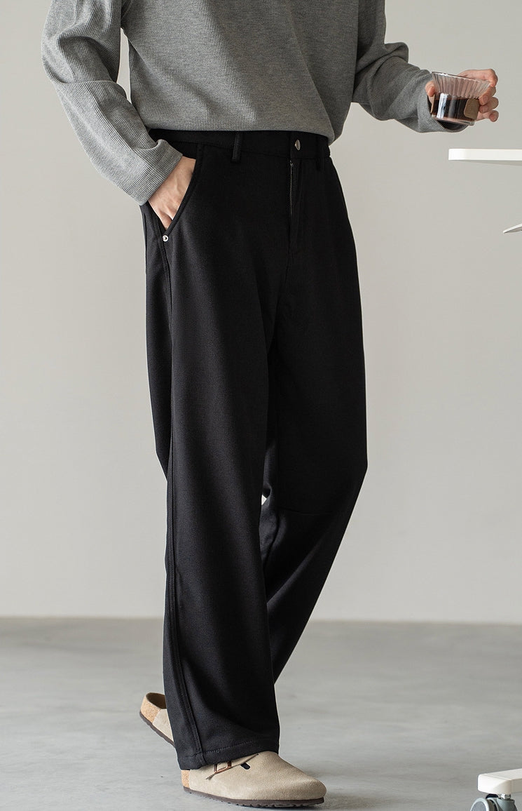 Casual Straight Leg Pants in Black