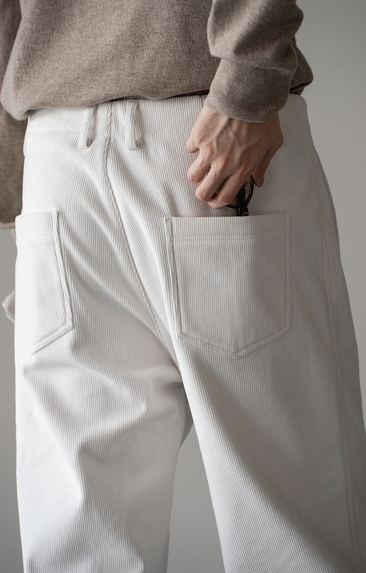 Retro Corduroy Straight Leg Casual Pants in White