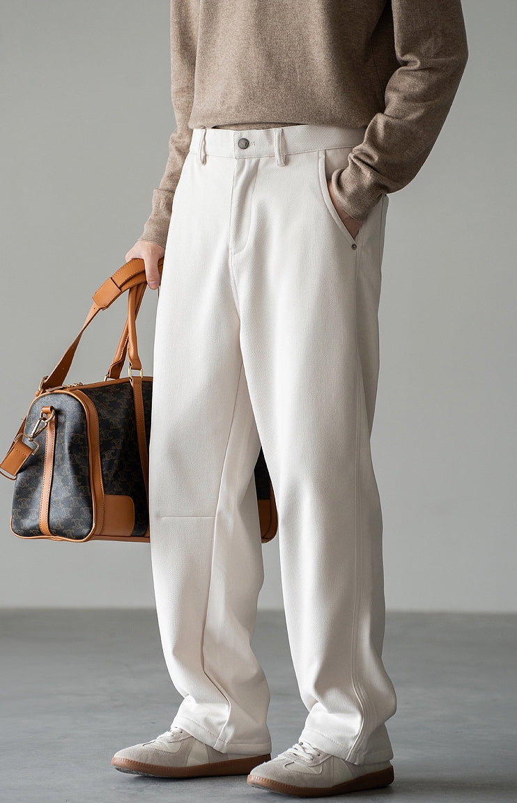 Casual Straight Leg Pants in Beige