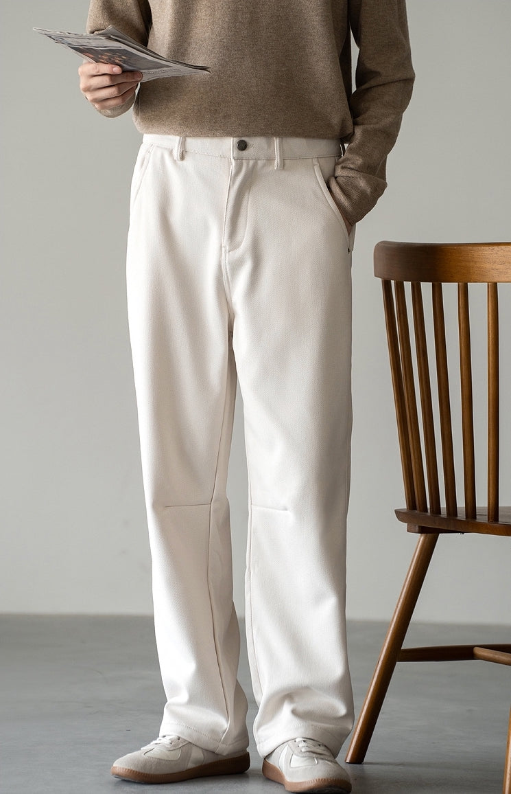 Casual Straight Leg Pants in Beige