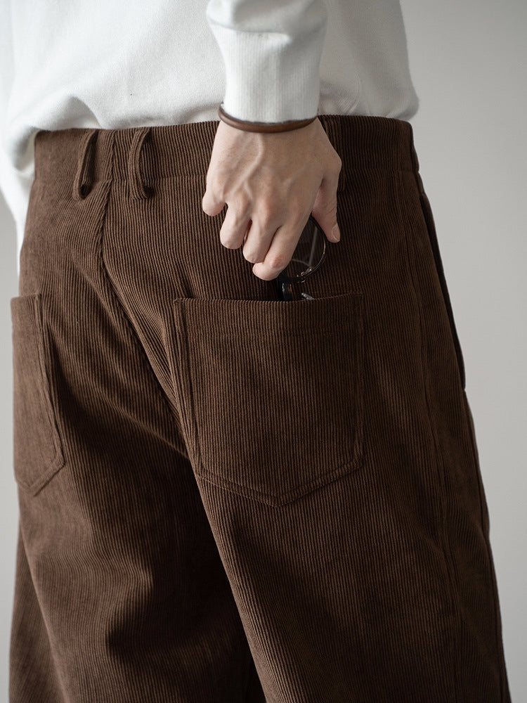 Retro Corduroy Straight Leg Casual Pants in Coffee Brown