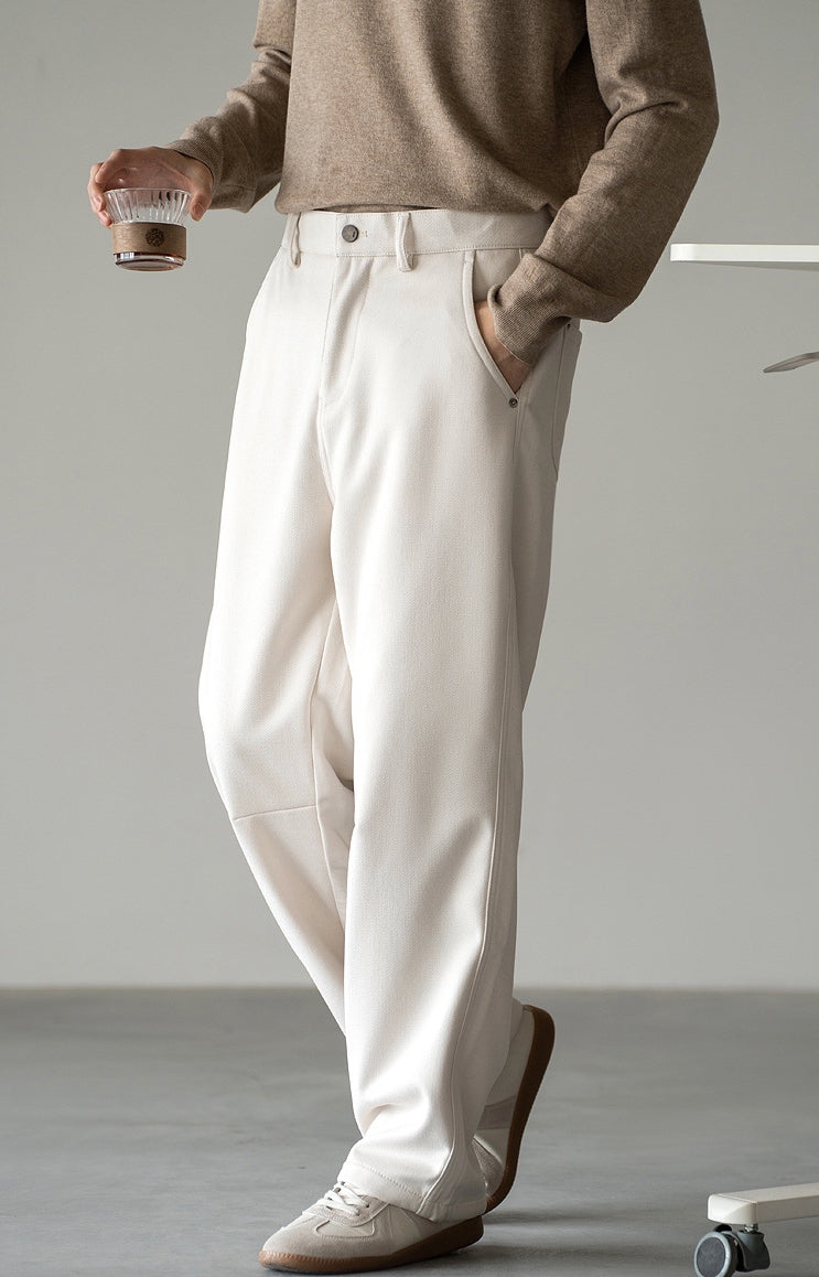 Casual Straight Leg Pants in Beige