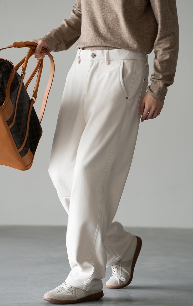 Casual Straight Leg Pants in Beige