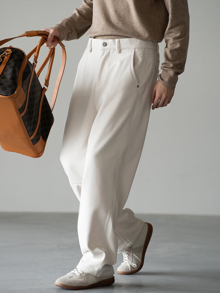 Casual Straight Leg Pants in Beige
