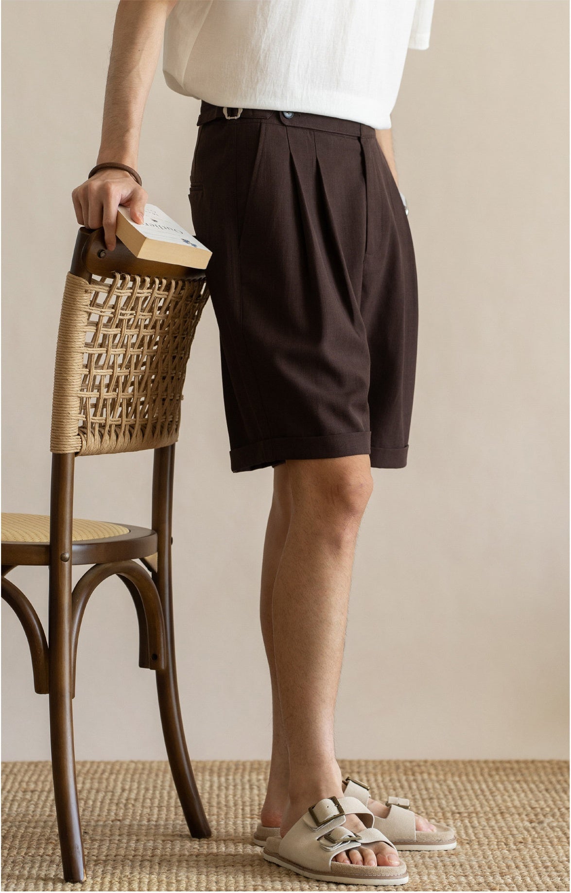 Men’s Tailored Commuter Shorts with Side Adjusters & Cooling Touch - BROWN