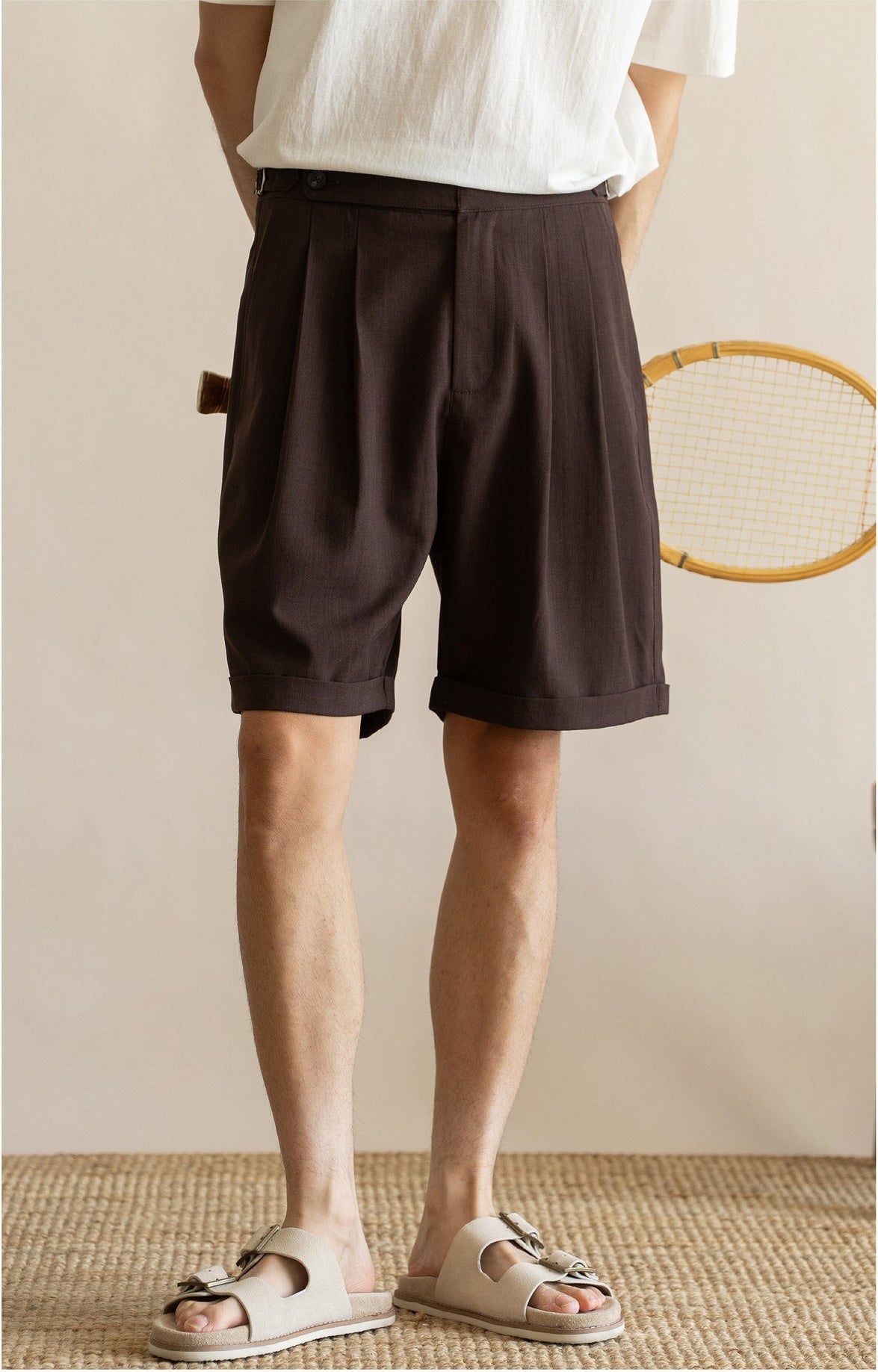 Men’s Tailored Commuter Shorts with Side Adjusters & Cooling Touch - BROWN