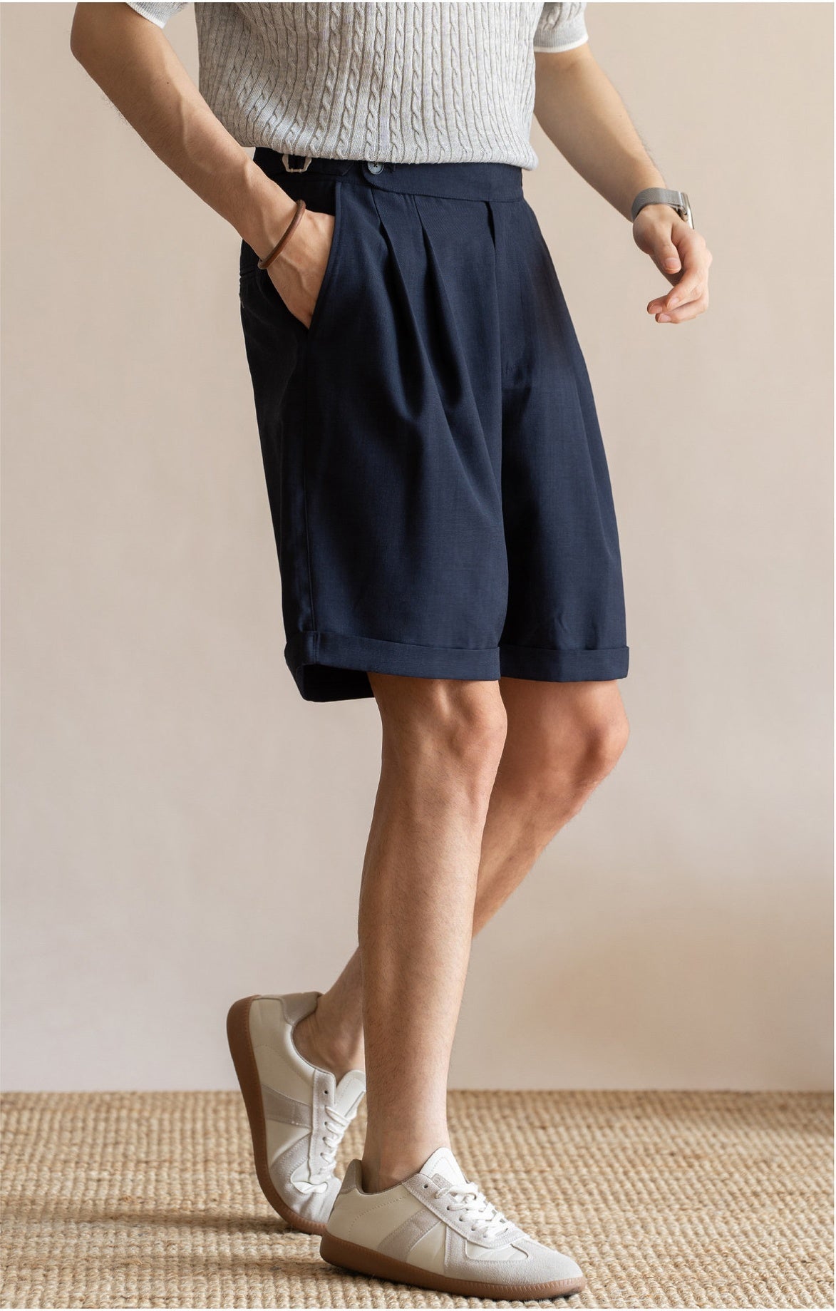Men’s Tailored Commuter Shorts with Side Adjusters & Cooling Touch - DARKBLUE