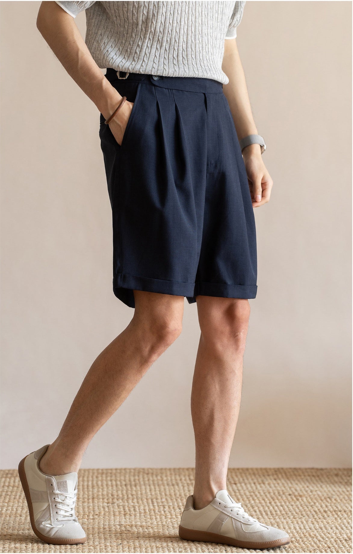 Men’s Tailored Commuter Shorts with Side Adjusters & Cooling Touch - DARKBLUE