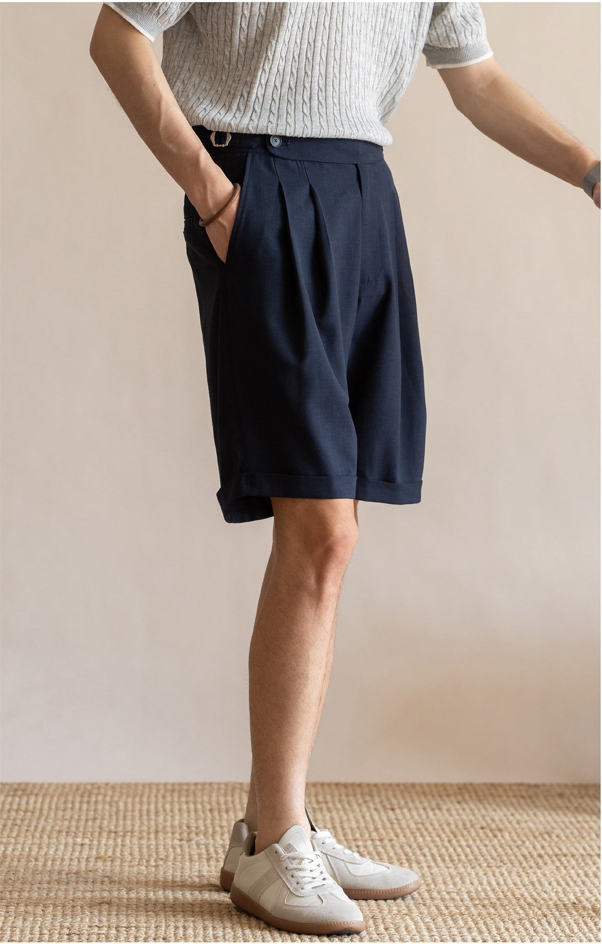 Men’s Tailored Commuter Shorts with Side Adjusters & Cooling Touch - DARKBLUE