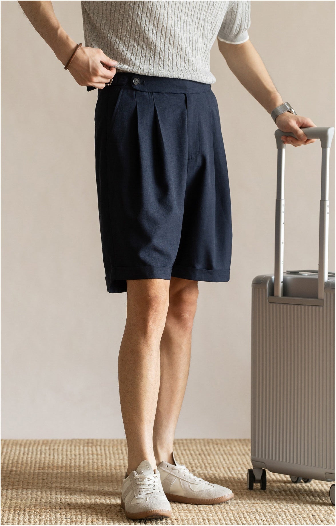 Men’s Tailored Commuter Shorts with Side Adjusters & Cooling Touch - DARKBLUE
