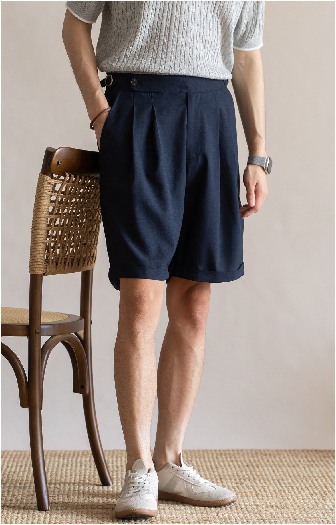 Men’s Tailored Commuter Shorts with Side Adjusters & Cooling Touch - DARKBLUE