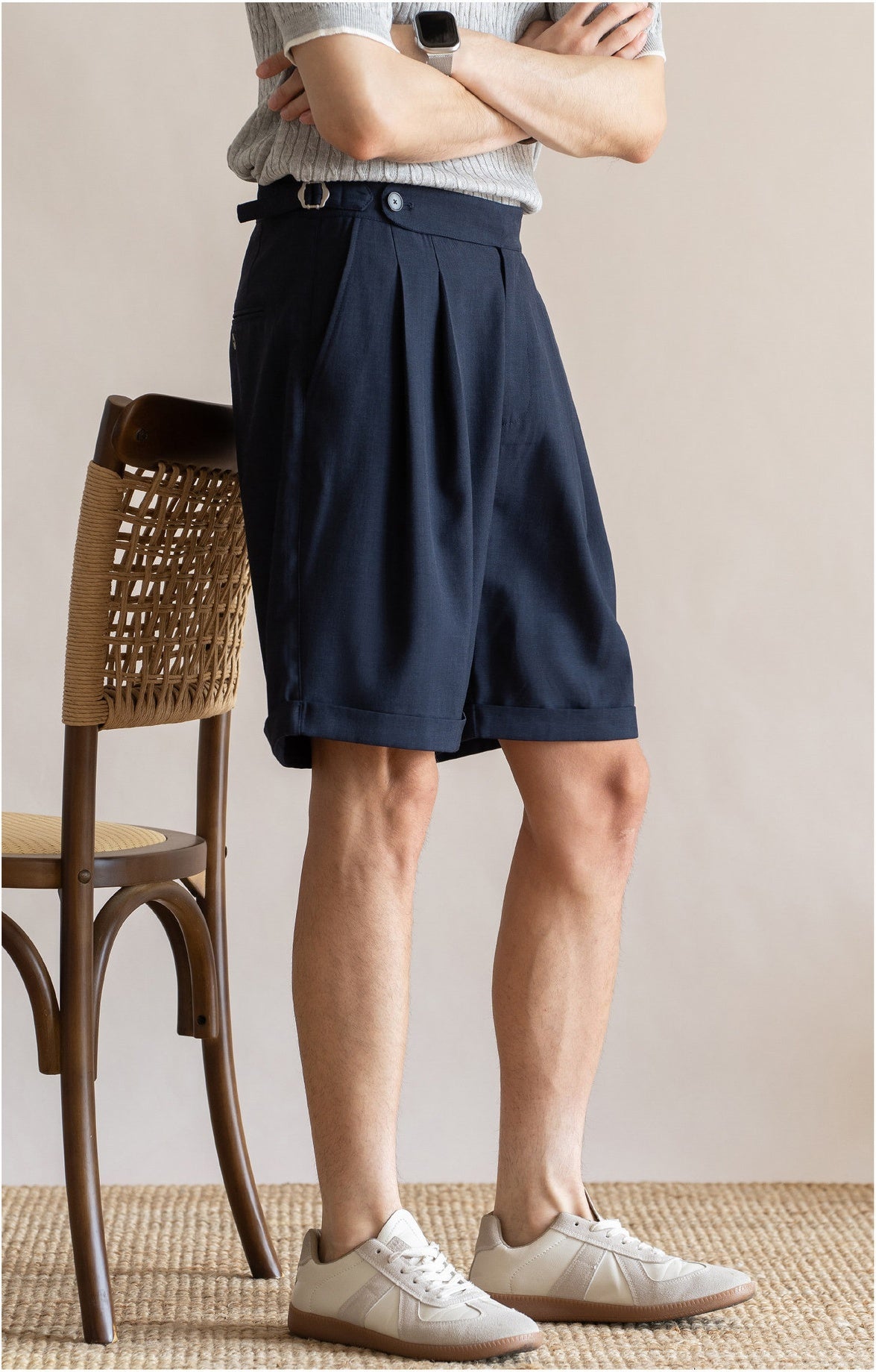 Men’s Tailored Commuter Shorts with Side Adjusters & Cooling Touch - DARKBLUE