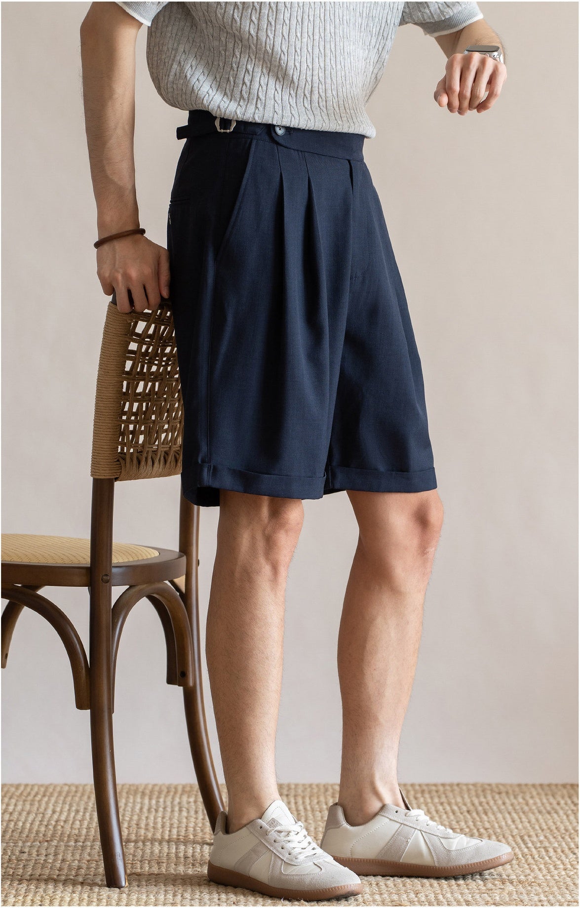 Men’s Tailored Commuter Shorts with Side Adjusters & Cooling Touch - DARKBLUE
