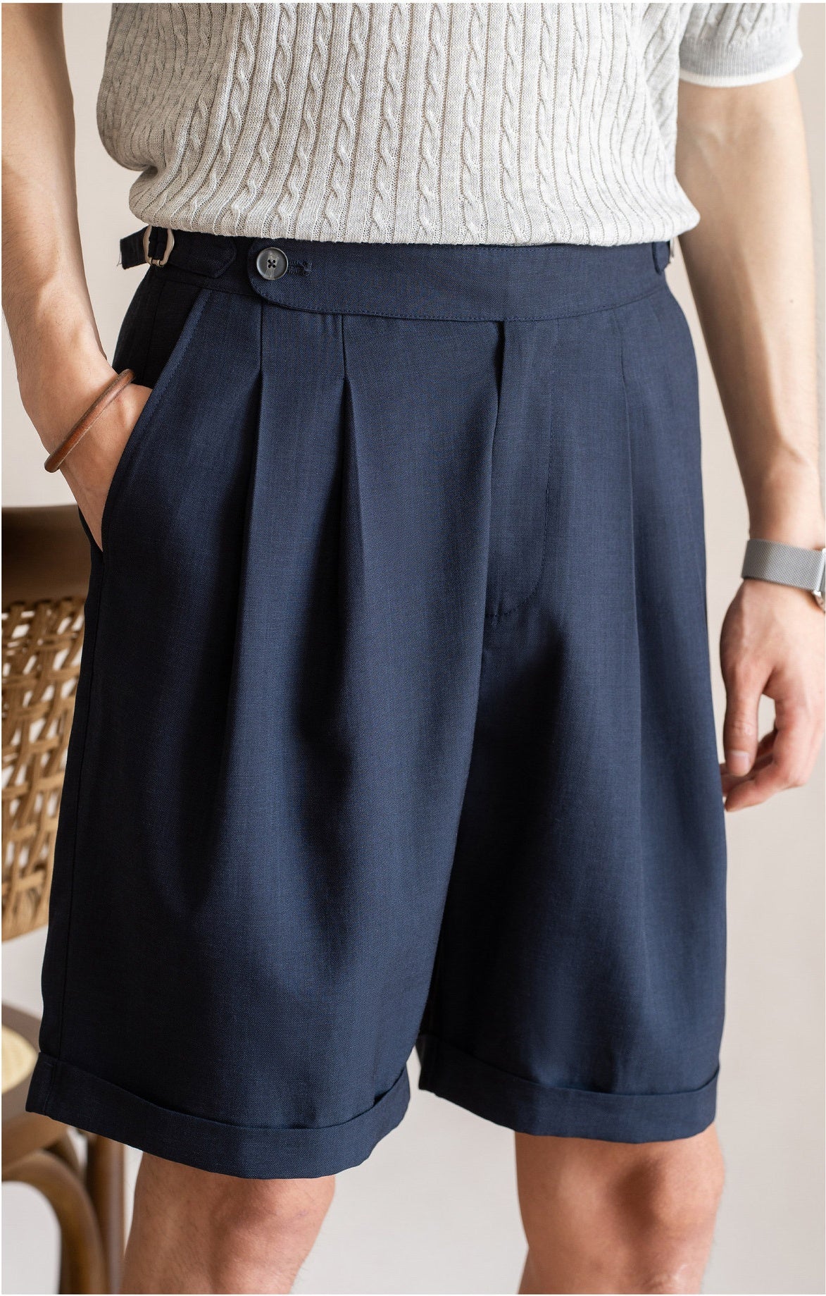 Men’s Tailored Commuter Shorts with Side Adjusters & Cooling Touch - DARKBLUE