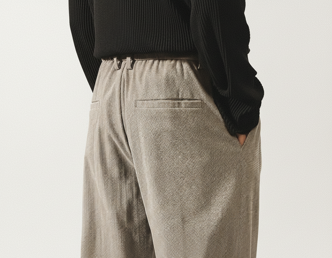 Plaid Texture Casual Pants in Khaki