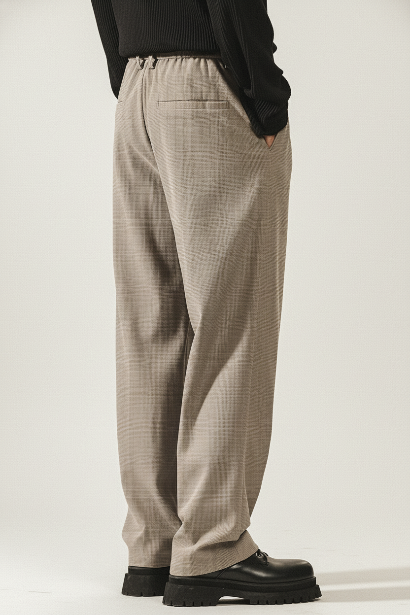 Plaid Texture Casual Pants in Khaki