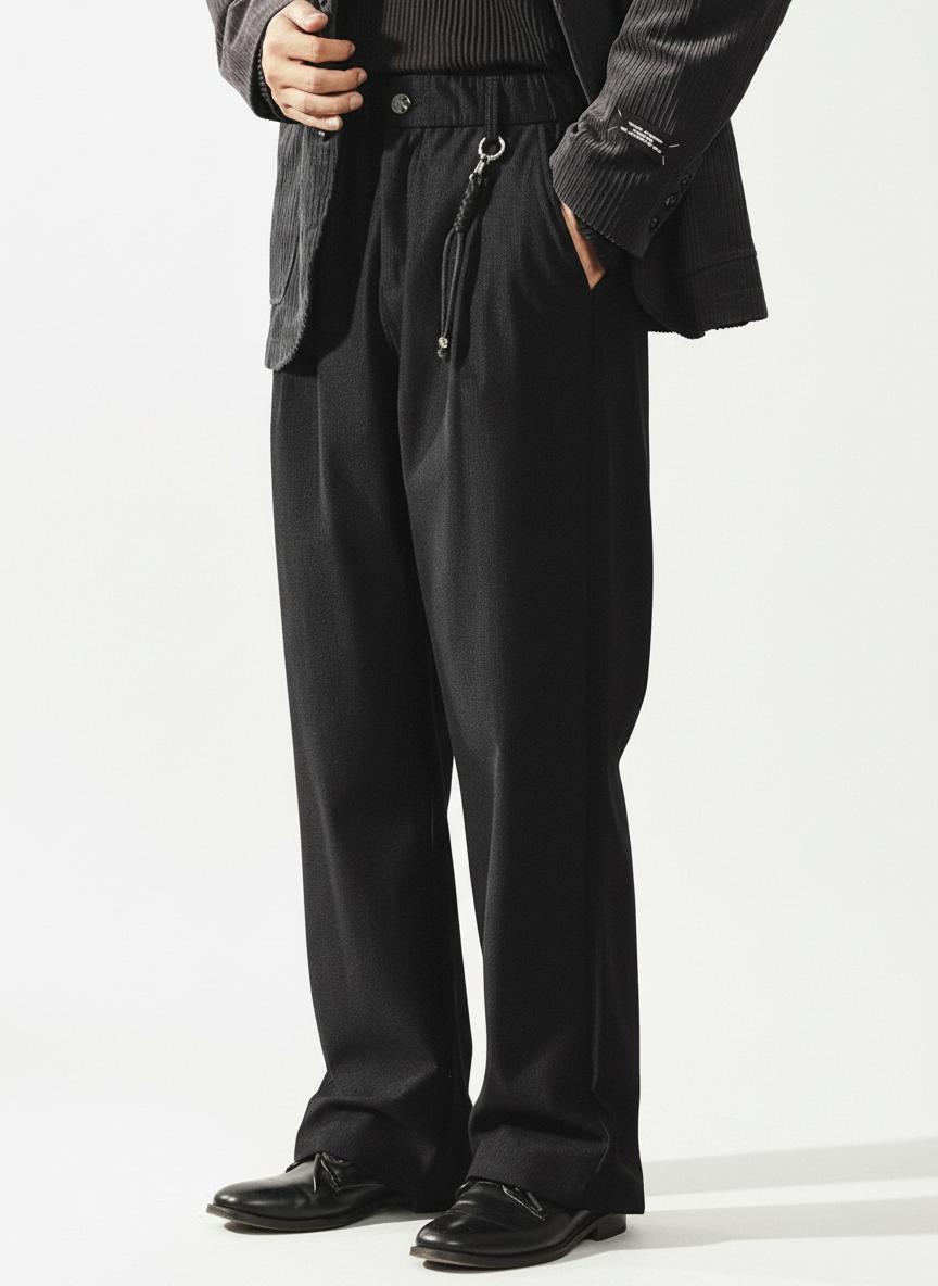 Plaid Texture Casual Pants in Black