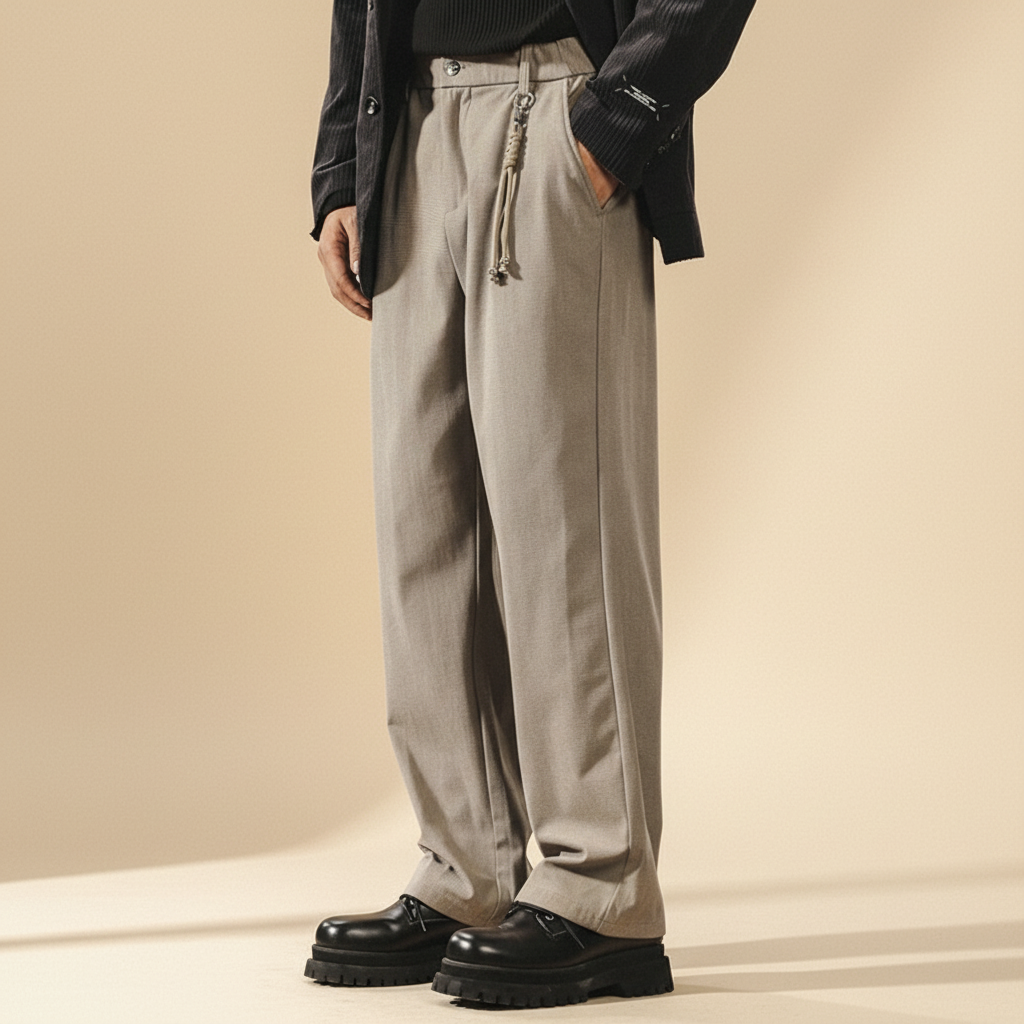 Plaid Texture Casual Pants in Khaki