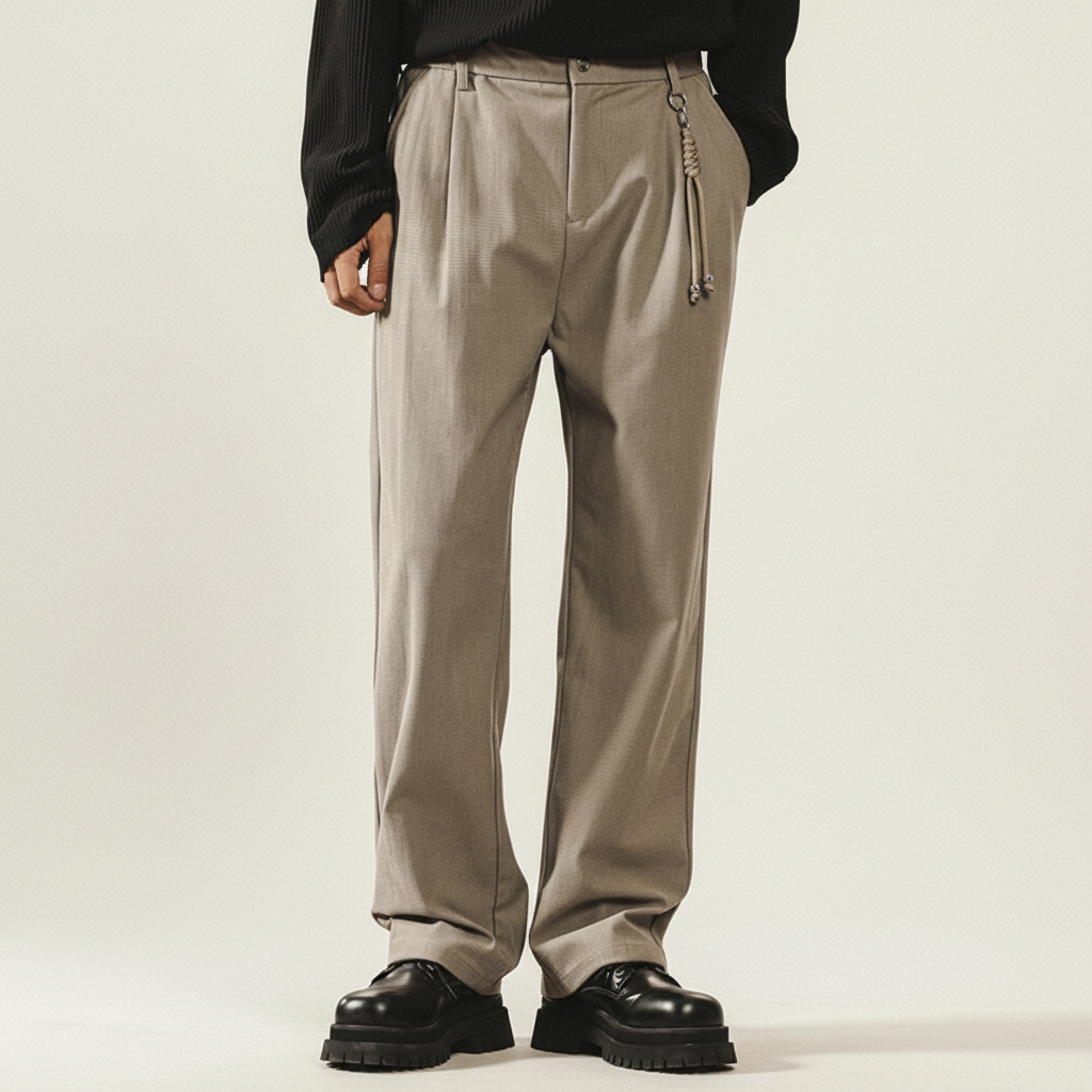 Plaid Texture Casual Pants in Khaki