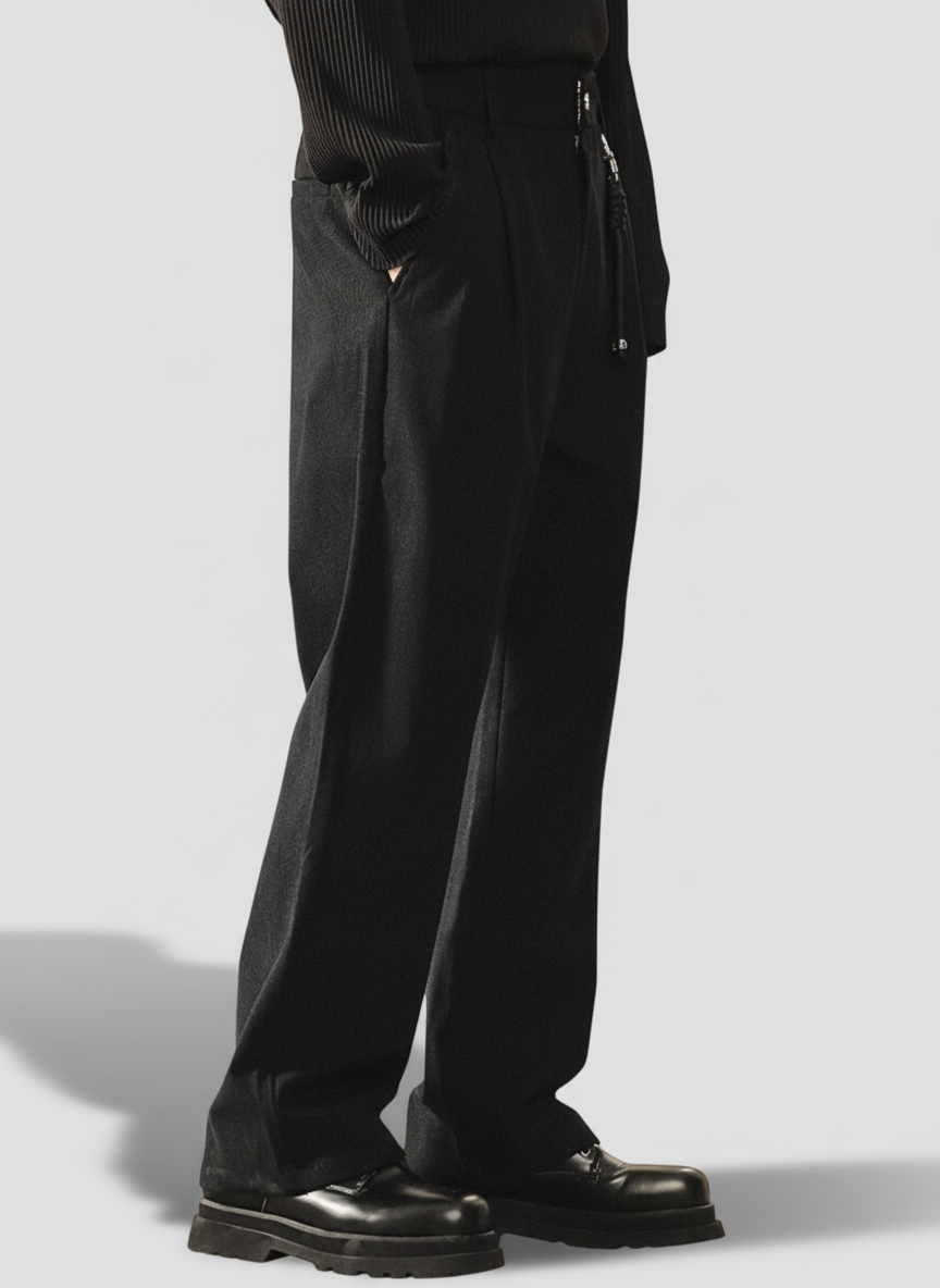 Plaid Texture Casual Pants in Black
