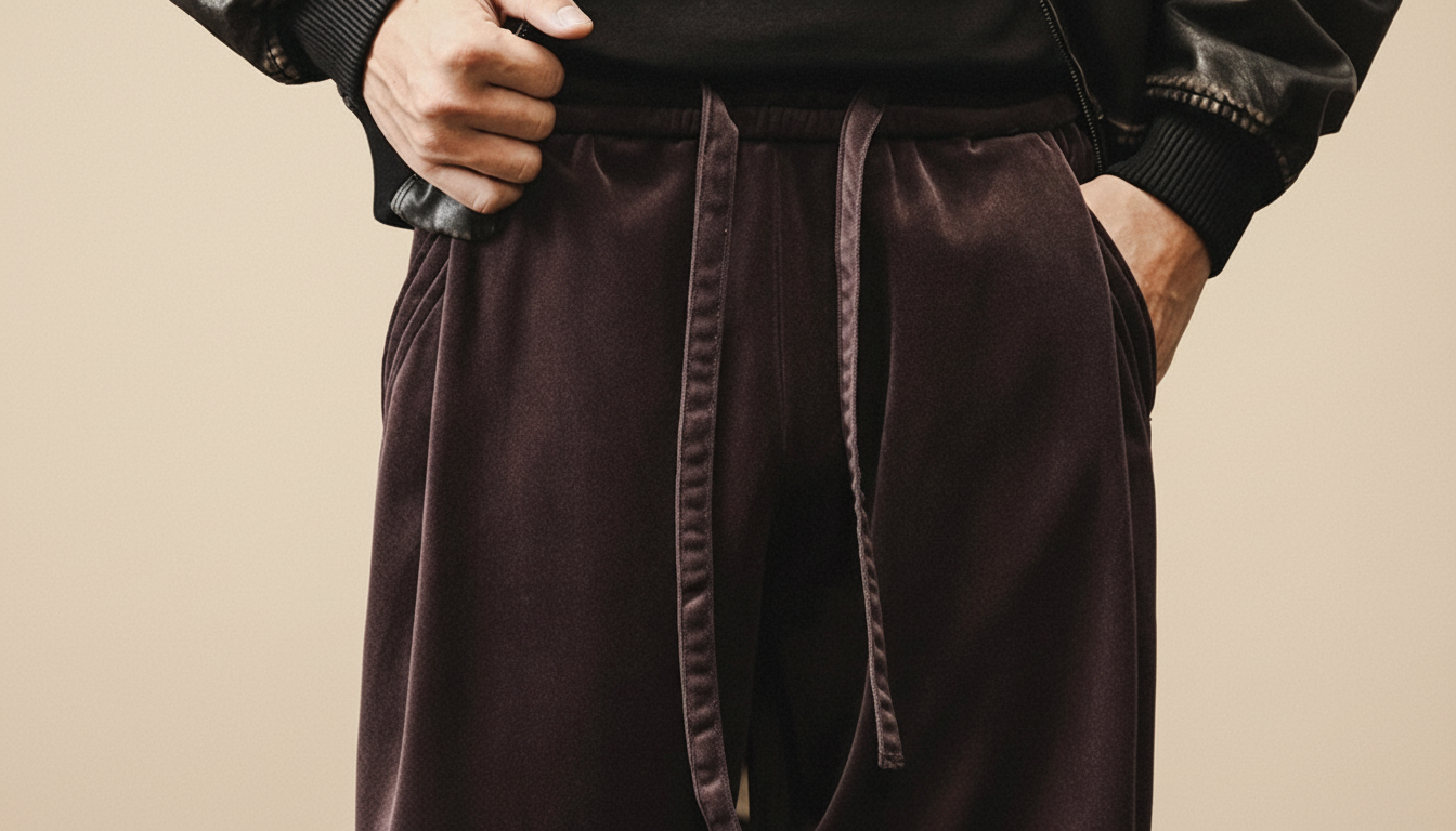 Chenille Straight Leg Trousers in Plum Purple