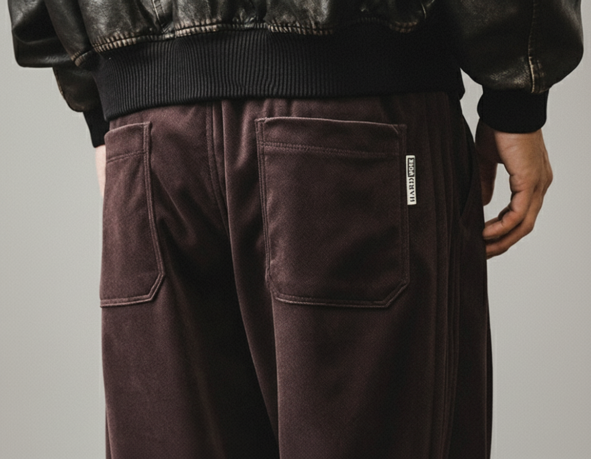 Chenille Straight Leg Trousers in Plum Purple